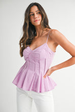 Load image into Gallery viewer, ONLINE ONLY Lavender Corset Peplum Top
