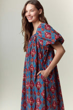 Load image into Gallery viewer, NEWEST ARRIVAL Magenta/Teal Bow Midi Dress
