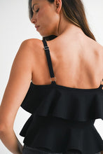 Load image into Gallery viewer, NEWEST ARRIVAL Black Ruffle Knit Crop Top

