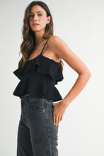 Load image into Gallery viewer, NEWEST ARRIVAL Black Ruffle Knit Crop Top
