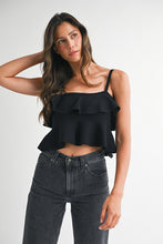 Load image into Gallery viewer, NEWEST ARRIVAL Black Ruffle Knit Crop Top
