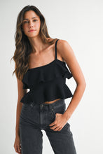 Load image into Gallery viewer, NEWEST ARRIVAL Black Ruffle Knit Crop Top
