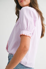 Load image into Gallery viewer, NEWEST ARRIVAL Pink Striped Scallop Trim Button Down Blouse
