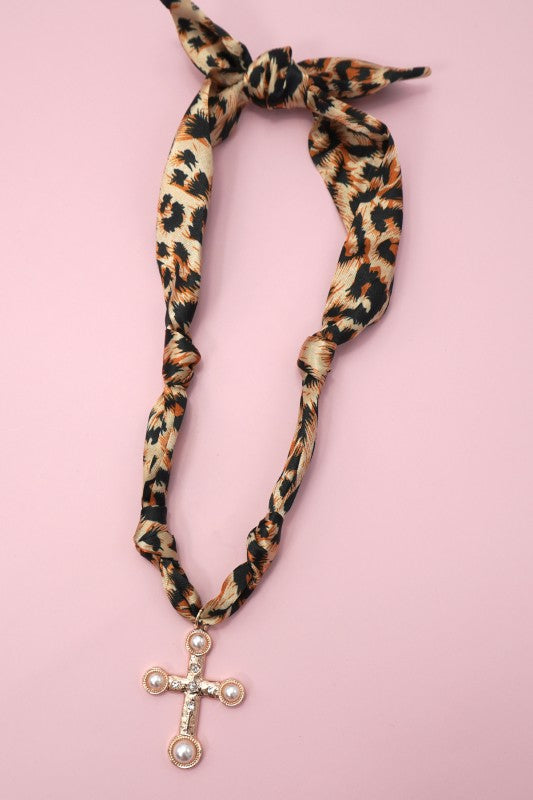 NEWEST ARRIVAL Animal Print Cross Scarf Necklace