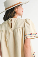 Load image into Gallery viewer, NEWEST ARRIVAL Cream Floral Embroidered Babydoll Blouse
