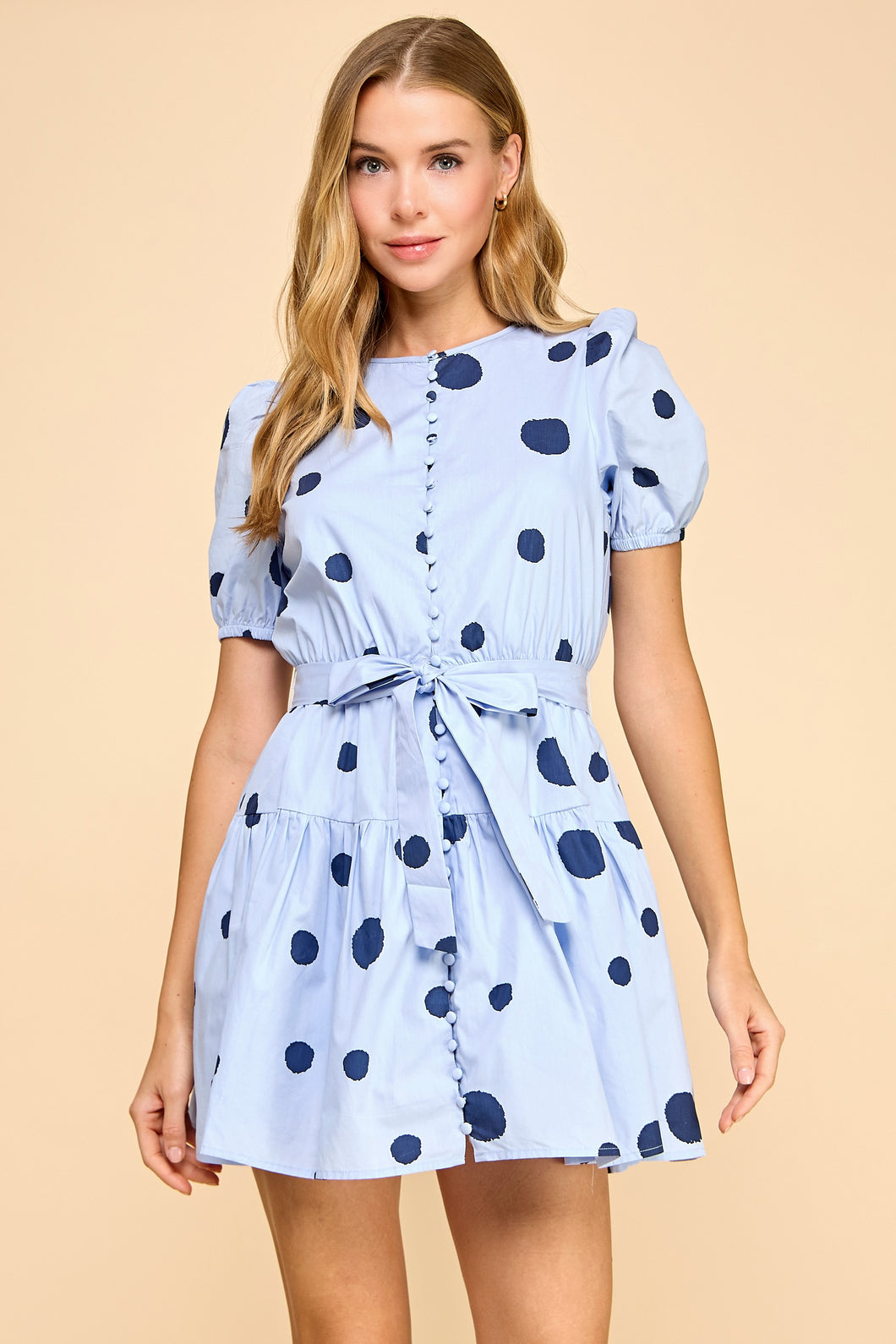 NEWEST ARRIVAL Blue/Navy Polka Dot Dress
