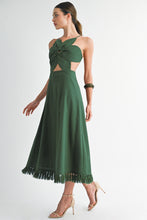 Load image into Gallery viewer, NEWEST ARRIVAL Forest Green Flower Cut Out Midi Dress
