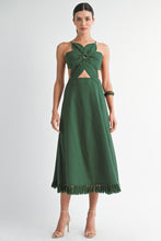 Load image into Gallery viewer, NEWEST ARRIVAL Forest Green Flower Cut Out Midi Dress
