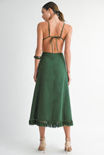 Load image into Gallery viewer, NEWEST ARRIVAL Forest Green Flower Cut Out Midi Dress
