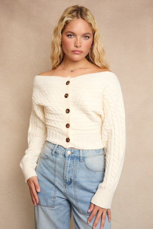 NEWEST ARRIVAL Ivory Off Shoulder Sweater