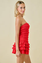Load image into Gallery viewer, NEWEST ARRIVAL *RESTOCKED* Red Smocked Ruffle Romper Dress
