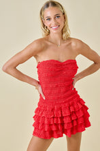Load image into Gallery viewer, NEWEST ARRIVAL Red Smocked Ruffle Romper Dress

