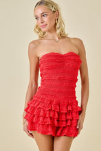 Load image into Gallery viewer, NEWEST ARRIVAL Red Smocked Ruffle Romper Dress
