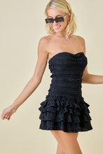 Load image into Gallery viewer, NEWEST ARRIVAL Black Smocked Ruffle Romper Dress

