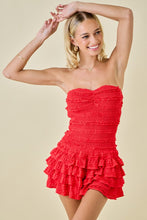 Load image into Gallery viewer, NEWEST ARRIVAL *RESTOCKED* Red Smocked Ruffle Romper Dress
