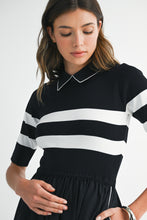 Load image into Gallery viewer, NEWEST ARRIVAL Black Striped Contrast Ankle Length Dress

