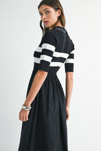Load image into Gallery viewer, NEWEST ARRIVAL Black Striped Contrast Ankle Length Dress
