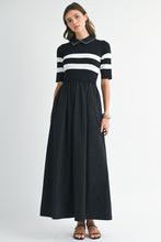 Load image into Gallery viewer, NEWEST ARRIVAL Black Striped Contrast Ankle Length Dress
