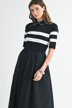 Load image into Gallery viewer, NEWEST ARRIVAL Black Striped Contrast Ankle Length Dress
