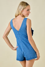 Load image into Gallery viewer, LAST ONE FINAL SALE Bow Denim Shortie Short Romper

