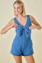 Load image into Gallery viewer, LAST ONE FINAL SALE Bow Denim Shortie Short Romper
