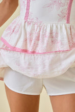 Load image into Gallery viewer, NEWEST ARRIVAL White/Pink Tiered Mini Romper Dress
