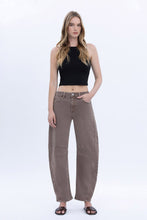 Load image into Gallery viewer, NEWEST ARRIVAL Brown Stone Barrel Crop Denim Jeans
