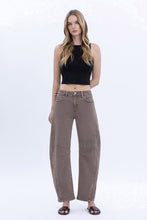 Load image into Gallery viewer, NEWEST ARRIVAL Brown Stone Barrel Crop Denim Jeans
