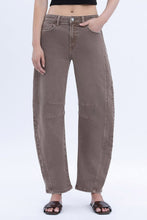Load image into Gallery viewer, NEWEST ARRIVAL Brown Stone Barrel Crop Denim Jeans
