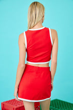 Load image into Gallery viewer, NEWEST ARRIVAL Red/White Binding Ponte Mini Skirt Set
