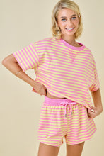 Load image into Gallery viewer, NEWEST ARRIVAL Pink/Yellow Striped Comfy Shorts Set
