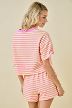 Load image into Gallery viewer, NEWEST ARRIVAL Pink/Yellow Striped Comfy Shorts Set

