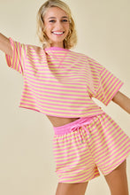 Load image into Gallery viewer, NEWEST ARRIVAL Pink/Yellow Striped Comfy Shorts Set
