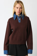 Load image into Gallery viewer, NEWEST ARRIVAL Brown/Denim Layered Knit Sweater
