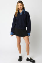 Load image into Gallery viewer, NEWEST ARRIVAL Navy/Denim Layered Knit Sweater

