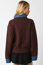Load image into Gallery viewer, NEWEST ARRIVAL Brown/Denim Layered Knit Sweater
