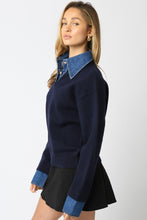 Load image into Gallery viewer, NEWEST ARRIVAL Navy/Denim Layered Knit Sweater
