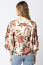Load image into Gallery viewer, NEWEST ARRIVAL Brown Floral Satin Blouse
