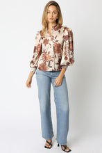 Load image into Gallery viewer, NEWEST ARRIVAL Brown Floral Satin Blouse
