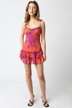 Load image into Gallery viewer, NEWEST ARRIVAL Orange/Purple Floral Ruffle Mini Dress
