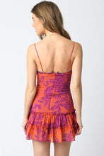 Load image into Gallery viewer, NEWEST ARRIVAL Orange/Purple Floral Ruffle Mini Dress
