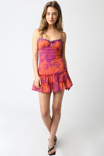 Load image into Gallery viewer, NEWEST ARRIVAL Orange/Purple Floral Ruffle Mini Dress
