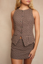 Load image into Gallery viewer, NEWEST ARRIVAL Brown Plaid Mini Skirt Set
