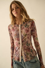 Load image into Gallery viewer, NEWEST ARRIVAL Floral Long Sleeve Mesh Button Down
