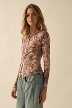 Load image into Gallery viewer, NEWEST ARRIVAL Floral Long Sleeve Mesh Button Down
