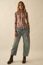 Load image into Gallery viewer, NEWEST ARRIVAL Floral Long Sleeve Mesh Button Down
