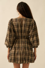 Load image into Gallery viewer, NEWEST ARRIVAL Brown Plaid Lace Bubble Dress
