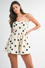 Load image into Gallery viewer, NEWEST ARRIVAL Ivory/Black Polka Dot Romper
