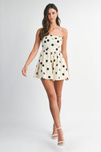 Load image into Gallery viewer, NEWEST ARRIVAL Ivory/Black Polka Dot Romper
