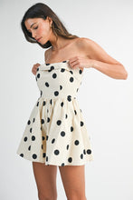 Load image into Gallery viewer, NEWEST ARRIVAL Ivory/Black Polka Dot Romper
